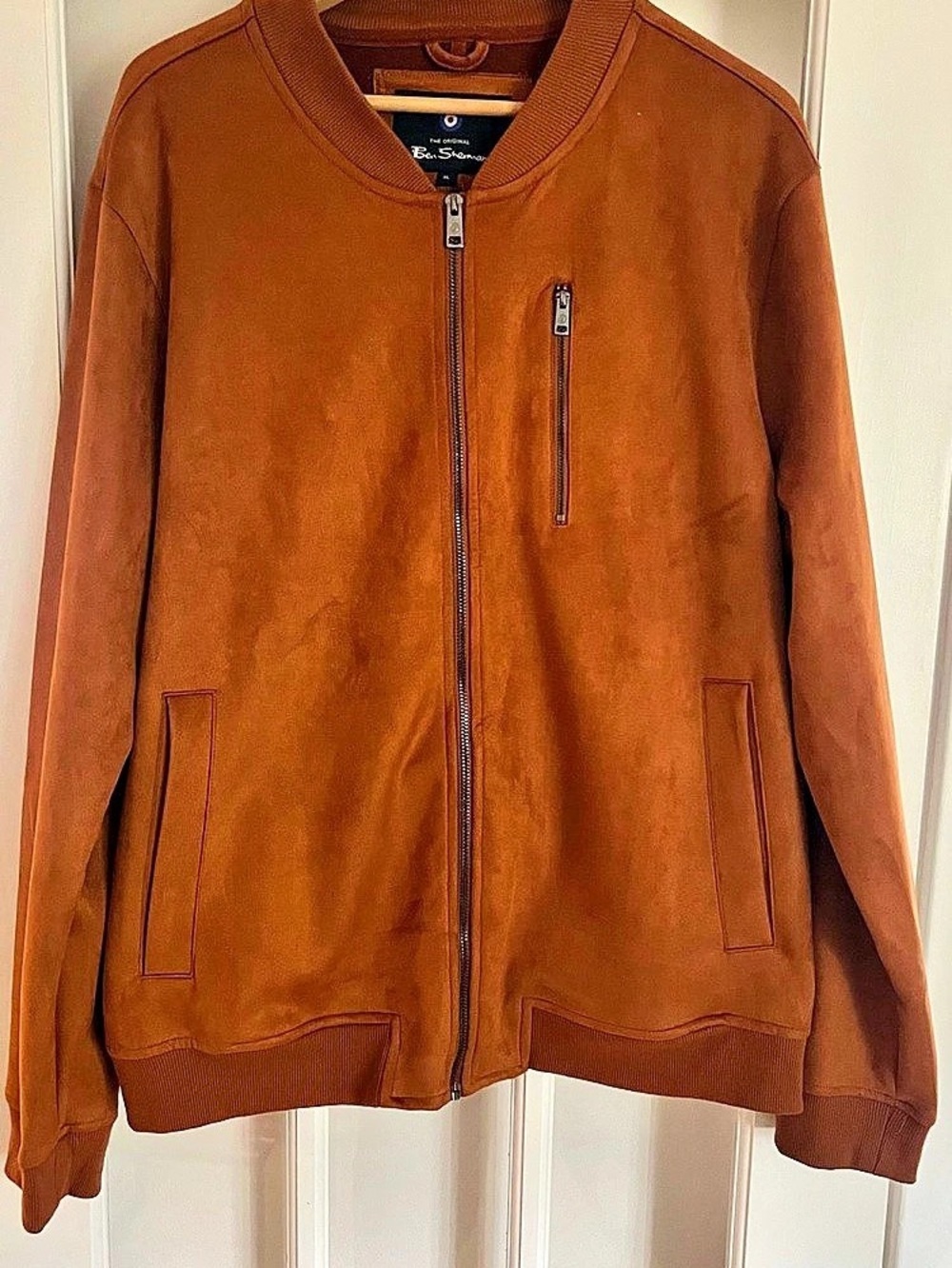 Ben Sherman Faux Suede Bomber Jacket Brown Men's XL NWT Cognac colour.